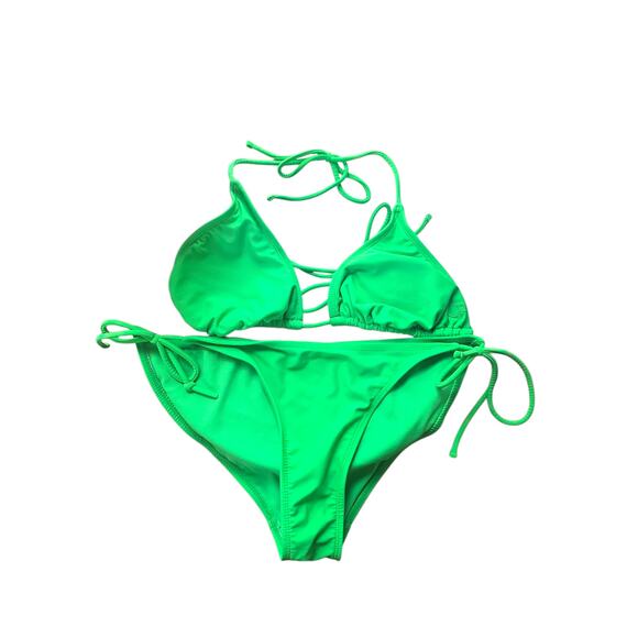 Op
Women's neon green bathing suit set bottoms and top
Large
Made in Cambodia 
1 - Picture 2 of 3